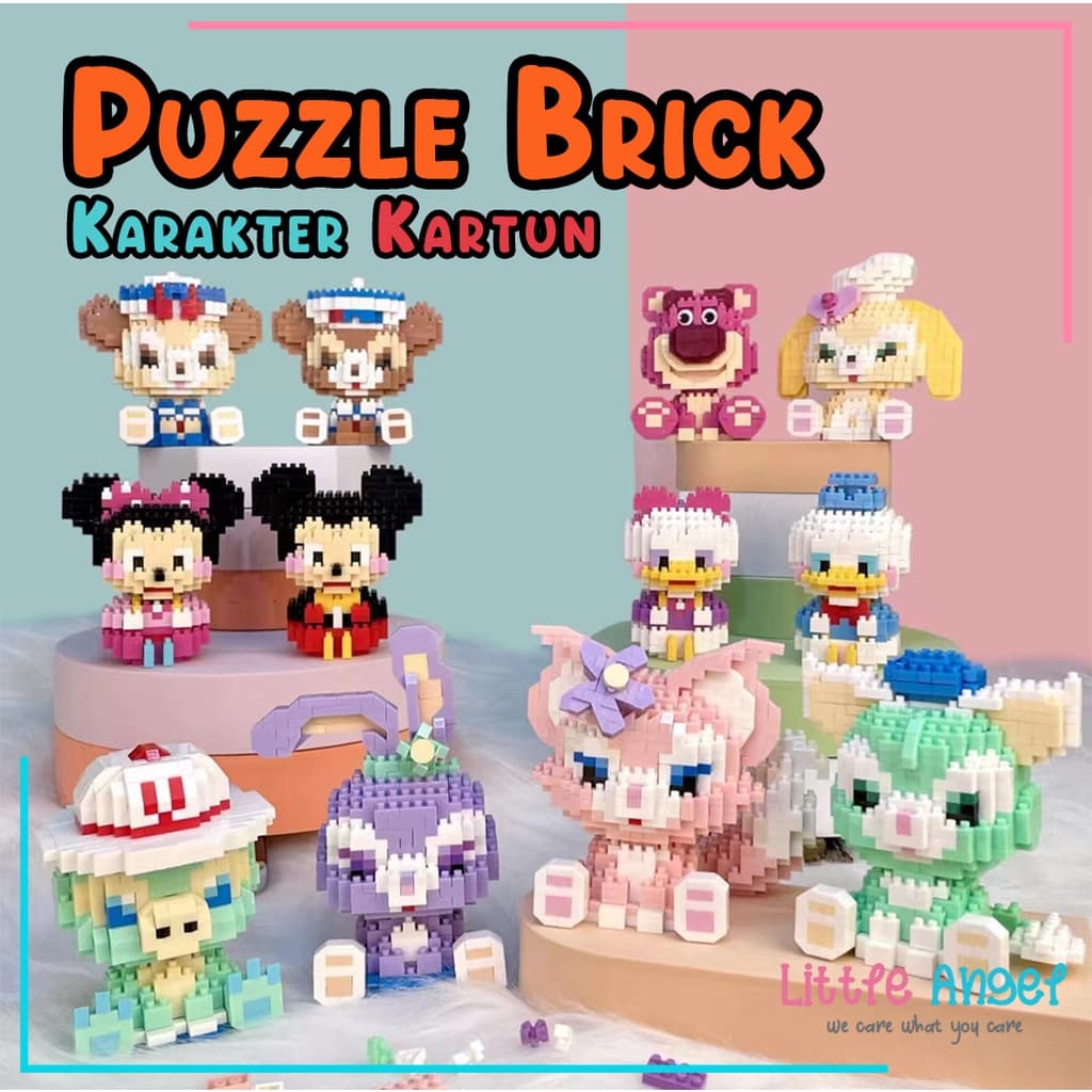 Mainan Anak PUZZLE BALOK SUSUN DISNEY 3D DIY Edukasi