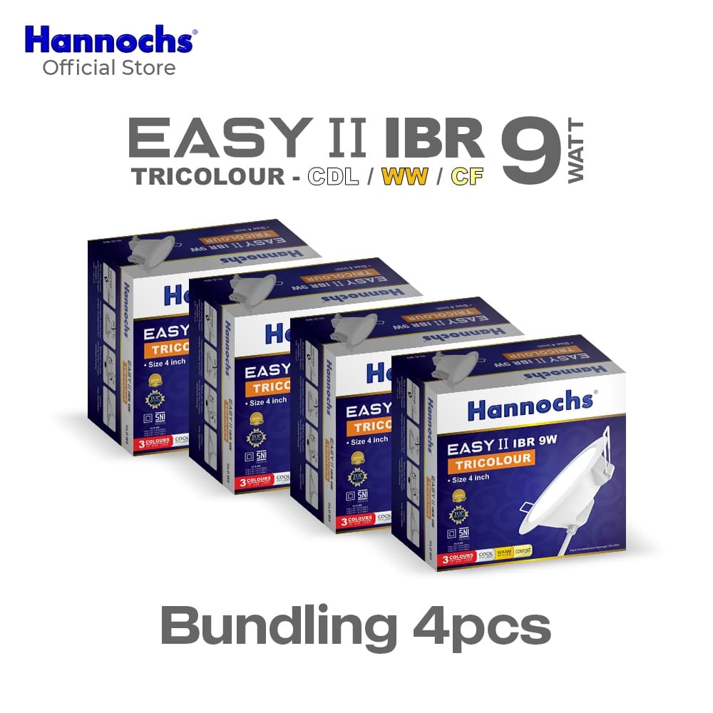 Hannochs Lampu Downlight LED EASY II 9W isi 4pcs Tricolour
