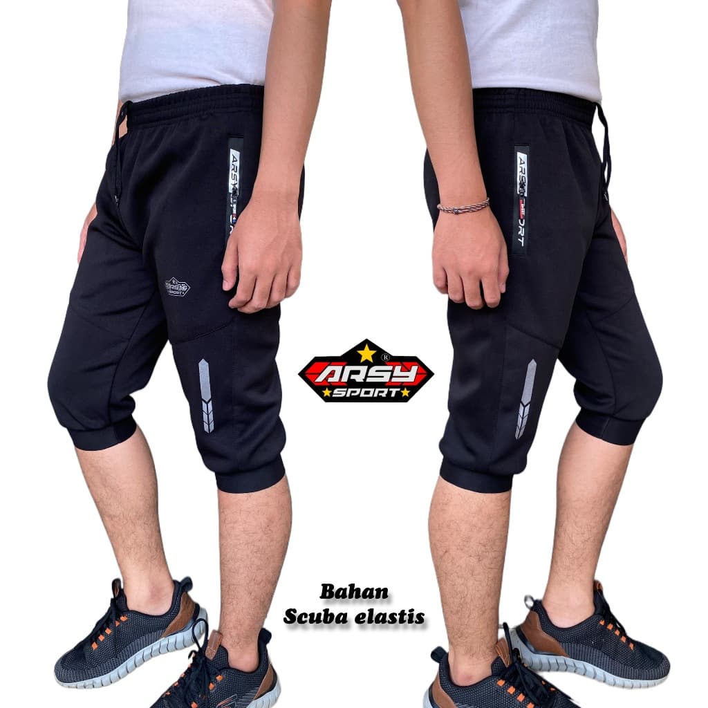 Arsy Sport Celana Running 3/4 Fitnes Gym Scuba Elastis SS01