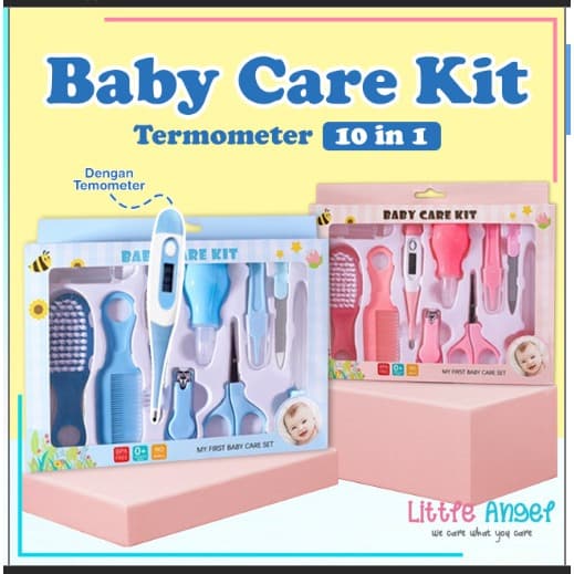 Baby Care Kit Set Termo Alat Perawatan Bayi 10in1 Termometer Sisir Gunting Pembersih Kuku Bayi Hadiah Lahiran Newborn Gift COD