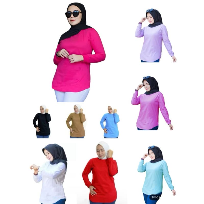 Kaos Polos Wanita Lengan Panjang / Baju oval wanita lengan panjang terbaru