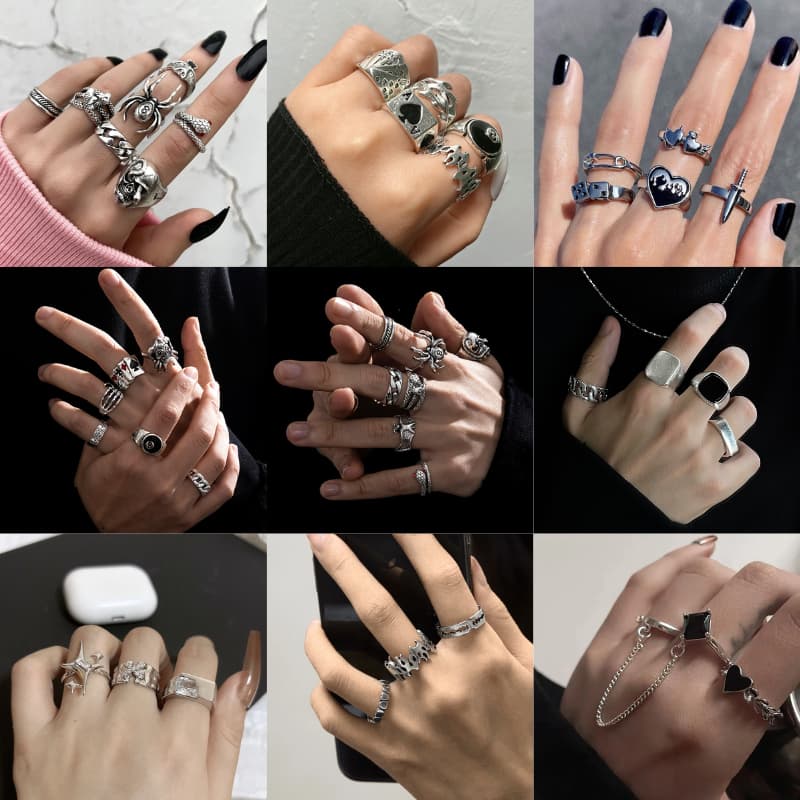 Billiards 5pcs Cincin Punk Goth Kpop Hip Hop Korea