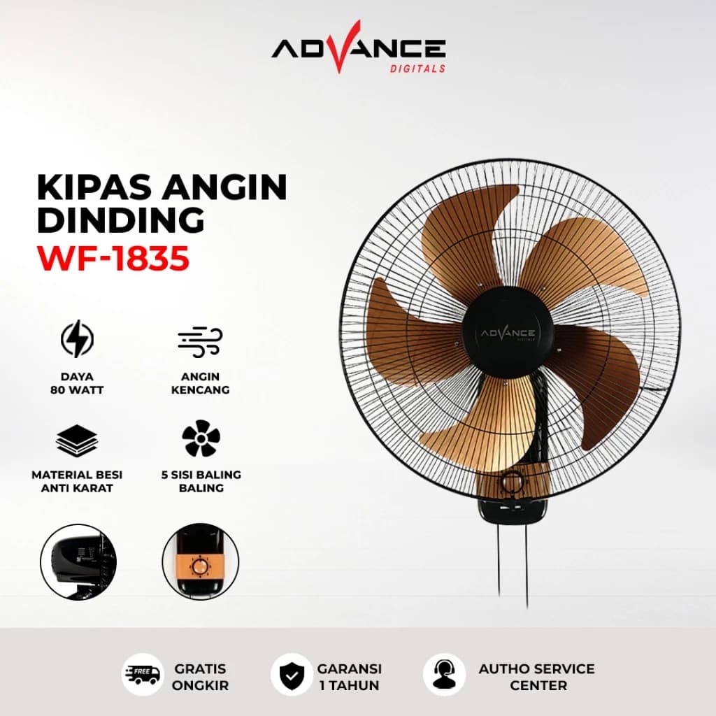 [Garansi 1 Tahun] Advance Kipas Angin Dinding 18 Inch Besi Tali Tarik Wall Fan 1605/1835