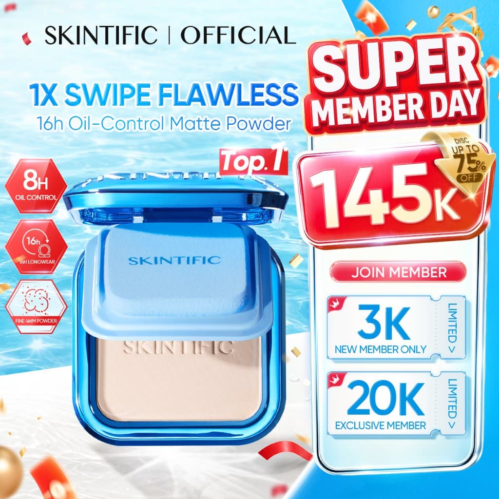 SKINTIFIC Ultra Cover Powder Foundation 16 Jam