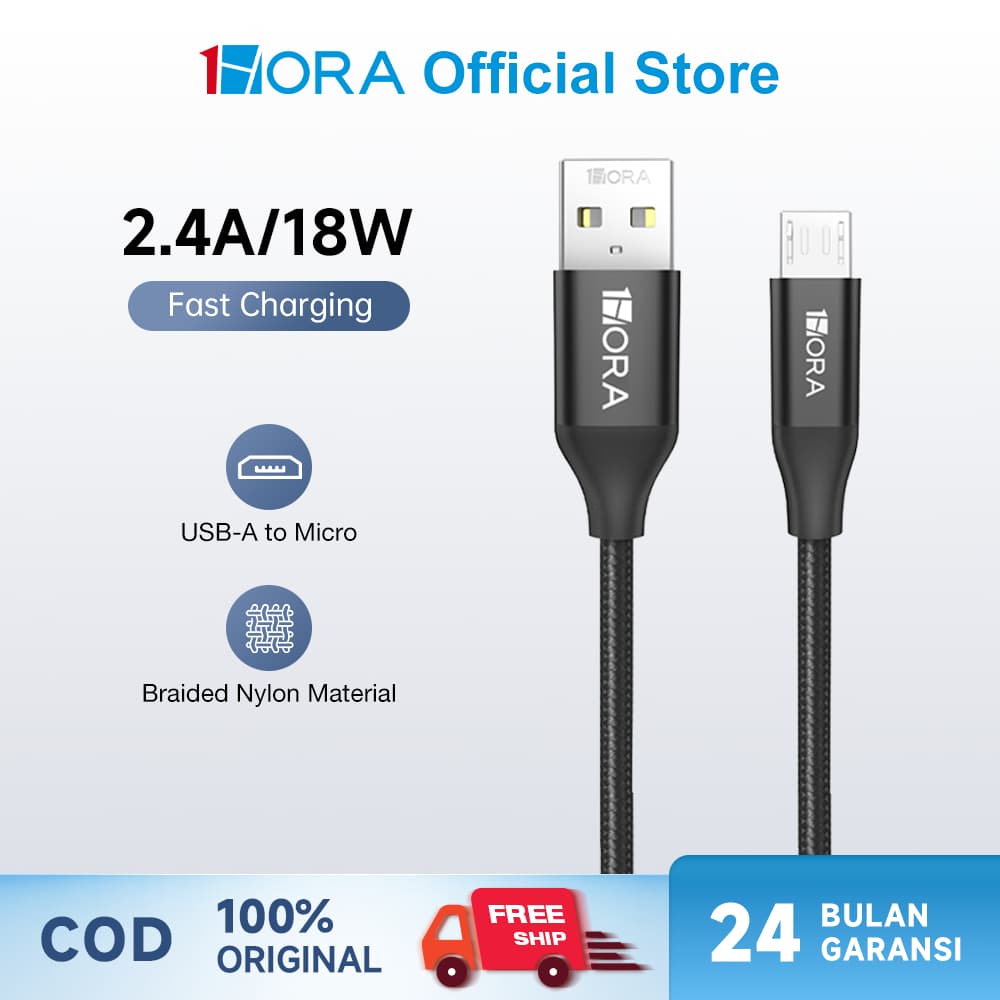 1HORA 2.4A Kabel Data Micro USB Android Charger Micro Usb Fast Charging Original CAB248 1 M Cable