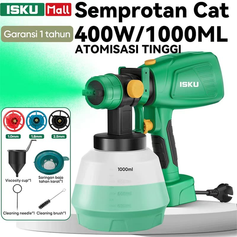 ISKU Spray Gun Cat Listrik 400W Nozzle Tembaga 1000mL