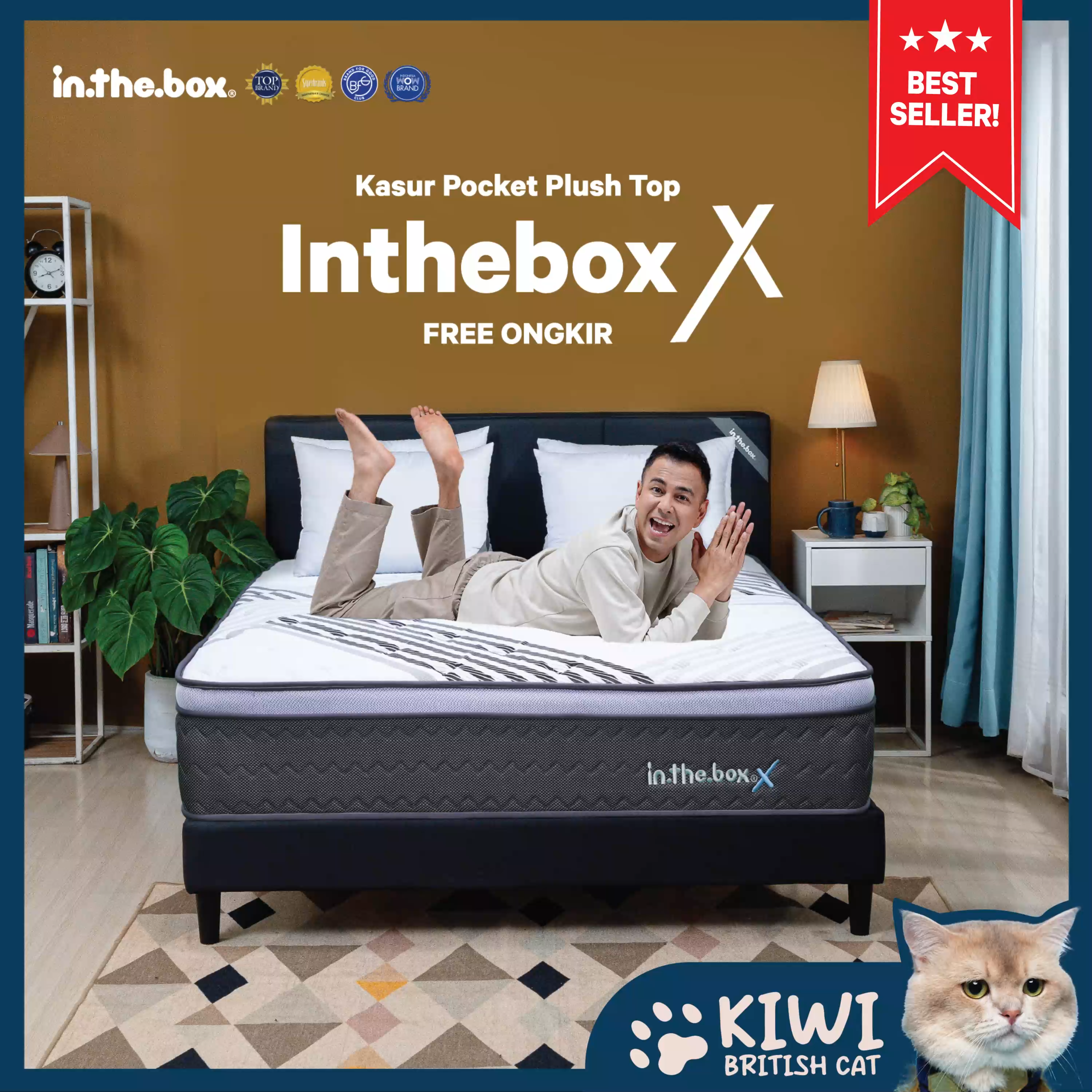 Kasur Spring Bed INTHEBOX X Plush Top Free Bantal