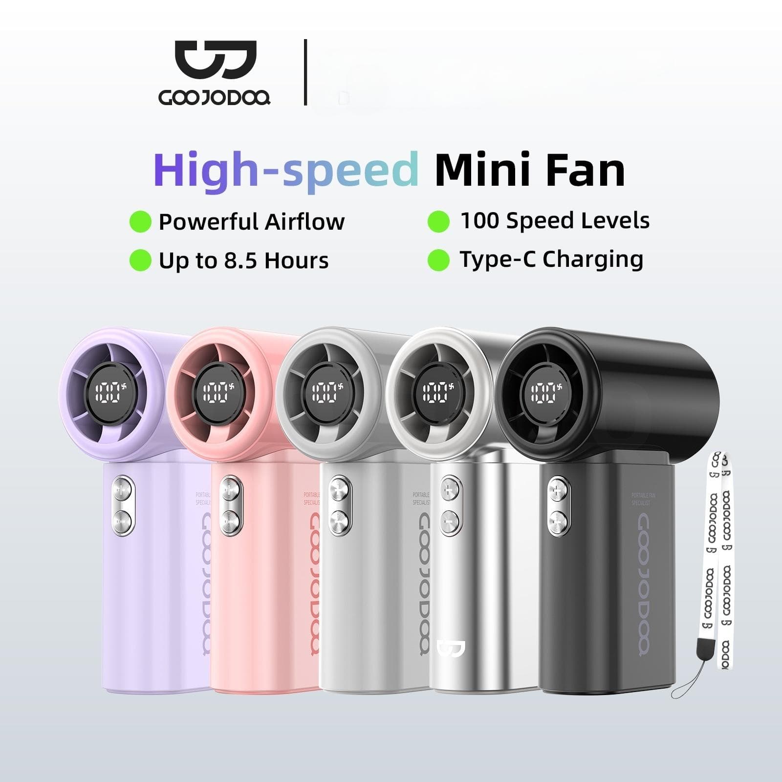 GOOJODOQ GFS017 High Speed kipas Portable Wind 100 Gear Wind Speed kipas angin Adjustable Turbo kipas