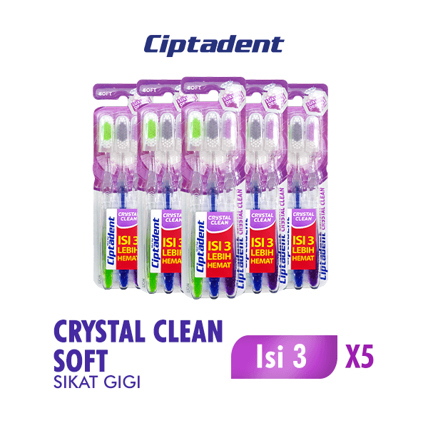 Ciptadent Sikat Gigi Crystal Soft Isi 3 (Paket isi 5)