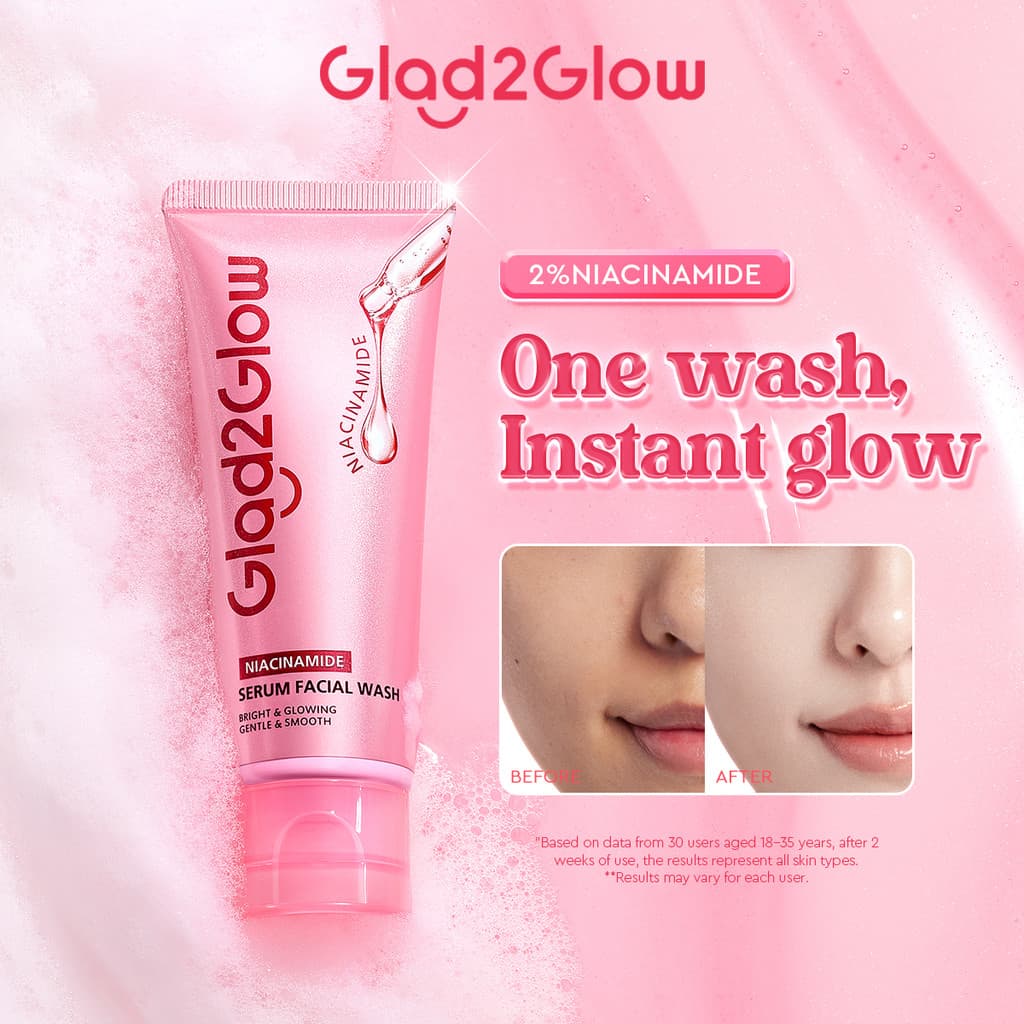 [Sale 14 Dec 6pm] Glad2Glow Niacinamide Serum Facial Wash Brightening Face Wash Pembersih Wajah Sabun Cuci Muka Skincare Sabun Muka Cerah Glowing Facial Cleanser Pembersih Wajah Face Cleanser Glad2Glow Official Store